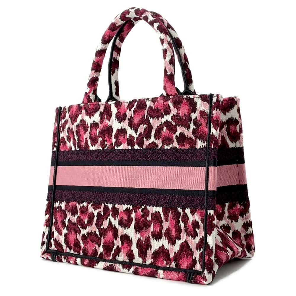 Dior Leopard Christian Book Bag Canvas  Tote